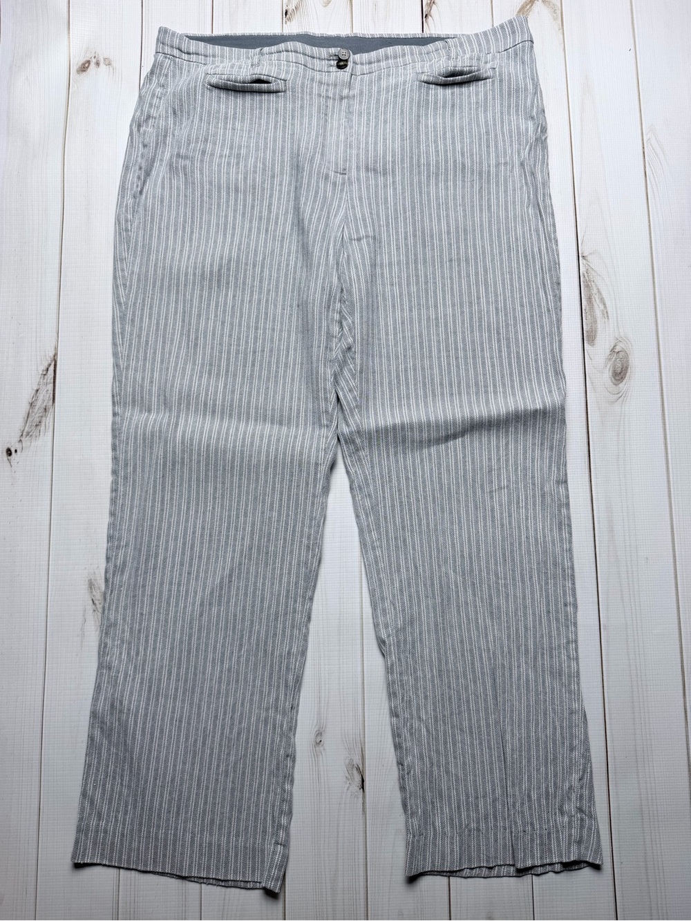 J. Jill Light Gray Pinstripe linen stretch Women's Trousers